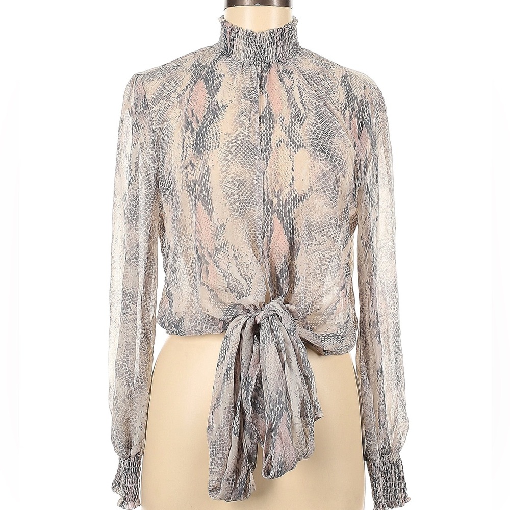 Olivaceous snake skin Long Sleeve Blouse